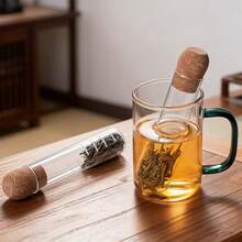 1pc Creative Glass Tea Infuser With Cork Stopper, Tea Steeper, Glass Tea Strainer For Loose Leaf Tea, Reusable Loose Leaf Tea Infuser With Cork, Tea Diffuser For Loose Tea - Transparent Test Tube Design, Perfect For Loose Leaf Tea - Ideal For Home Gatherings And Parties - Multicolor - View 6