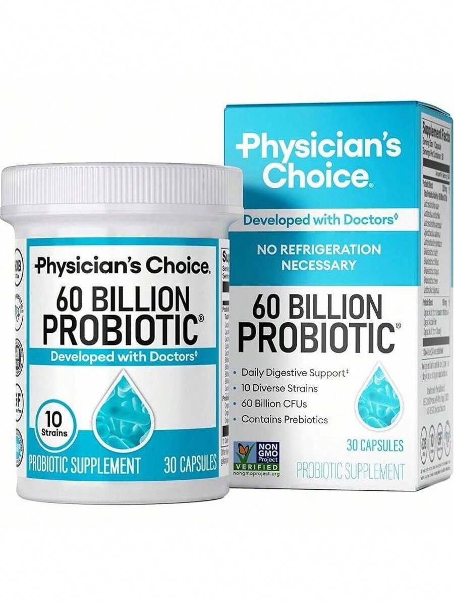 Physician's Choice Daily Probiotics, 60 Billion CFU & 10 Strains Plus Organic Prebiotics, Support Digestive Comfort & Gut Balance, 30 Capsules For Adults - 1個 - 查看 1