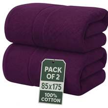 H&R Set Of 2 Jumbo Extra Large Bath Sheets – 85 X 175 Cm Super Soft, Highly Absorbent, Quality Towels For Bathroom, Spa, Gym & Hotel Use - Purple - View 3