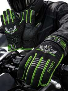 Waterproof, Non-Slip Motorcycle Gloves With Finger Grips - Green - View 1
