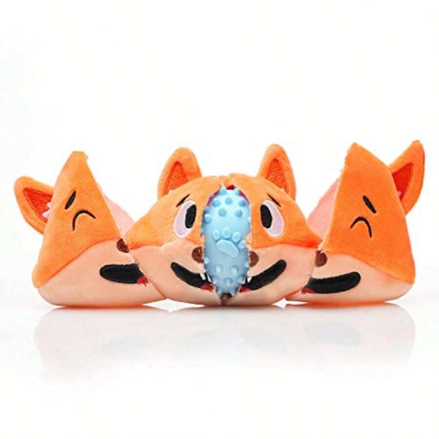 Squeaky Dog Toys With 3-In-1 Plush Cute Chew Toy With 3 Layers Puzzle Pet Toy For Teeth Cleaning Puppy Enrichment For Puppy Small And Medium Breed - 狐球 - 查看 1