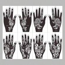 High-Quality Floral Pattern Henna Tattoo Stencils, Colorful Painting Temporary Hand Tattoo Stencils, Glitter Hollow Tattoo Stickers, Suitable For Body Art Painting Makeup Mandala Design - Multicolor - View 9