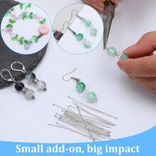 200 PCS Flat Head Pins For Jewelry Making, Straight Pins Stainless Steel 2 Inch Jewelry Making Pin Silver Flat Headpins Jewelrys Findings Eye Pin For DIY Craft Earring Bracelet Necklace Pendant - White - View 3