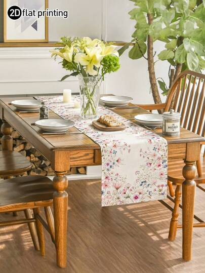 1 peça, estilo boémio, caminho de mesa com padrão floral, capa protetora contra pó para micro-ondas, capa protetora, vários tamanhos disponíveis, perfeito para refeições em família, decoração de cozinha, decoração de casa, festa ao ar livre e decoração de restaurante, aparência de linho texturizado