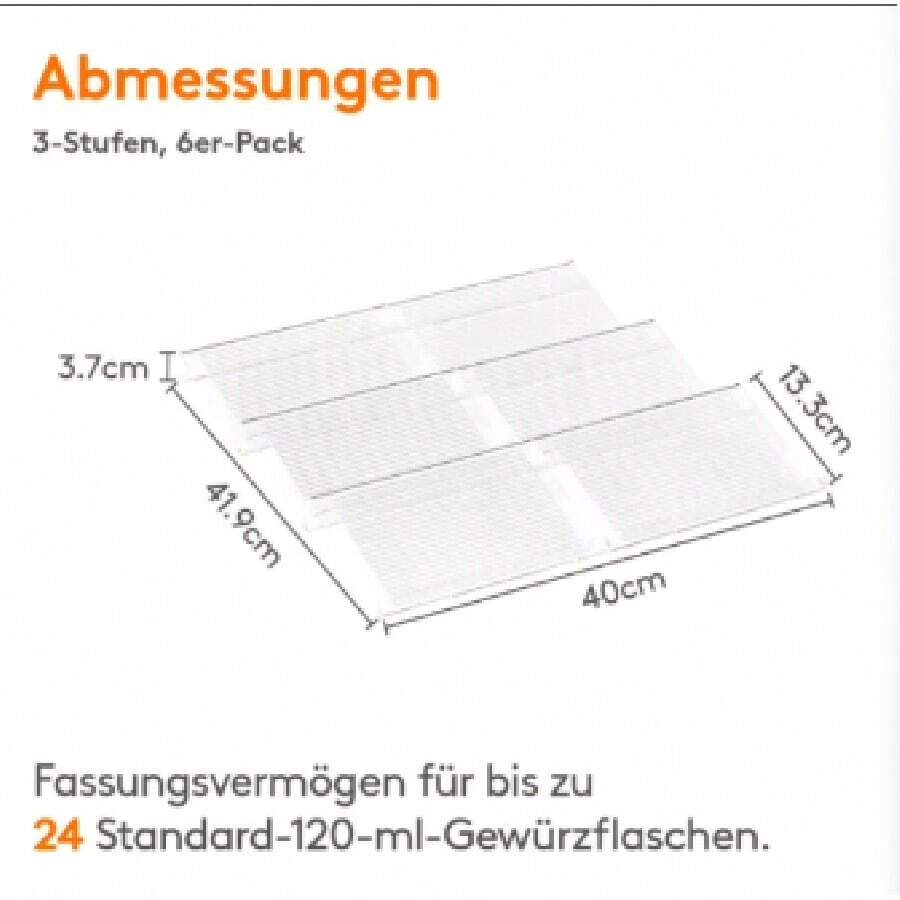 Verstellbares Gewürzregal aus Kunststoff, Organizer für Schubladen, Küche, Arbeitsplatte und Schrank, Version 6 / 8 - Transparent 6- - Übersicht 1