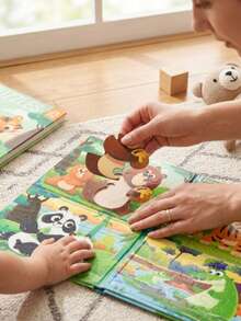 Magnetic Puzzles Book For Toddlers - Leveled Jigsaw Puzzle Book With Animal/Fairy Tale/Ocean Themes, Portable Preschool Educational Learning Toy, Travel Quiet Activity Book For Kids Ages 3+ - Multicolor - View 2