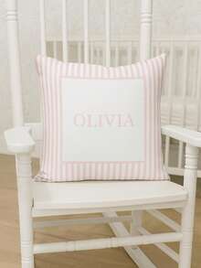 1pc Customizable Name Printed Soft Pillowcase, Personalized Name Striped Background Color Decorative Throw Pillow Cover, Suitable For Christmas, Valentine's Day, Father's Day, Mother's Day, Wedding, Holidays, Couple Room Decor, Custom Pillowcase, Gift For Loved Ones, No Pillow Insert, Durable, Breathable, Lightweight, Washable, Cute, Warm, Soft, Comfortable, Minimalist, Customized, Personalized, Unique, Him, Her, Boyfriend, Girlfriend, Dad, Mom, Family, Friends, Bed, Car, Bedroom, Tea Room, Living Room, Sofa, Fall Decor - Multicolor - View 3