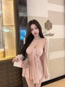 Women Two-Piece Outfits - Pink - View 5