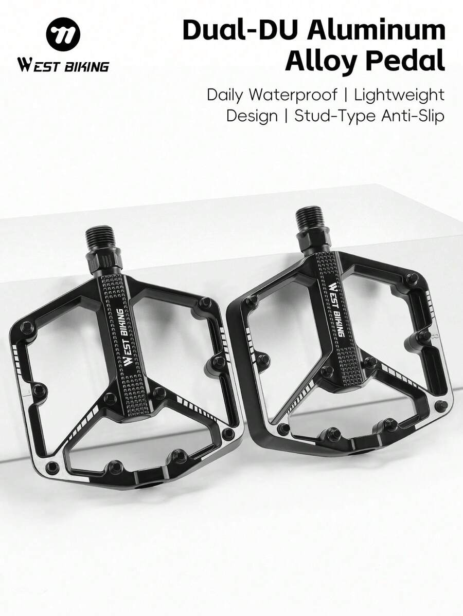 WEST BIKING 1 Pair Western Riding Dual Alloy Anti-Slip Bicycle Pedals, Suitable For Mountain/Road Bikes Cycling Accessories