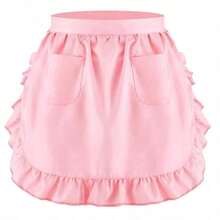 1pc Women's Short Ruffle Apron With 2 Pockets, Maid Apron Dress, White Ruffle Maid Apron, Cute Lace Ruffle Maid Apron, Tie Waist Apron With Pockets, Fashion Kitchen Cooking Restaurant Bistro Apron, Cute Maid Outfit - Multicolor - View 12