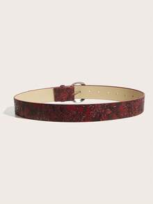 1pc Women's Vintage D-Buckle Belt, Suitable For Matching Dresses And Coats - Burgundy - View 3