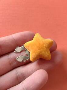 1个/2个可爱星星纽扣装饰，衬衫纽扣套夹式纽扣装饰，时尚水晶袖扣装饰，适用于燕尾服和婚纱 - 黃色 - 查看 4