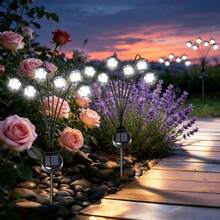 Outdoor Solar Wasserdichte Laterne (1 Stück) - Vintage Garten Stil Design - Weißes LED Licht - Dekorative Ambient Beleuchtung für Veranda, Gehweg und Garten; 6-Kopf Laterne Bodenleuchte - Weiße Laternen - Übersicht 3