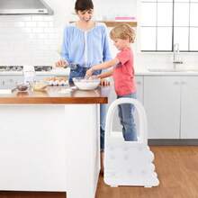 RONIPIC - Taburete de 2 escalones para niños pequeños Taburete Antideslizante para mostrador de Cocina Inodoro para baño Taburete de baño y ayudante de Cocina con pasamanos - Gris - Ver 7