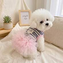 Vestido de Princesa a Rayas para Perros y Gatos, Estilo INS, Transpirable y Protector para Mascotas - 01 - Ver 3
