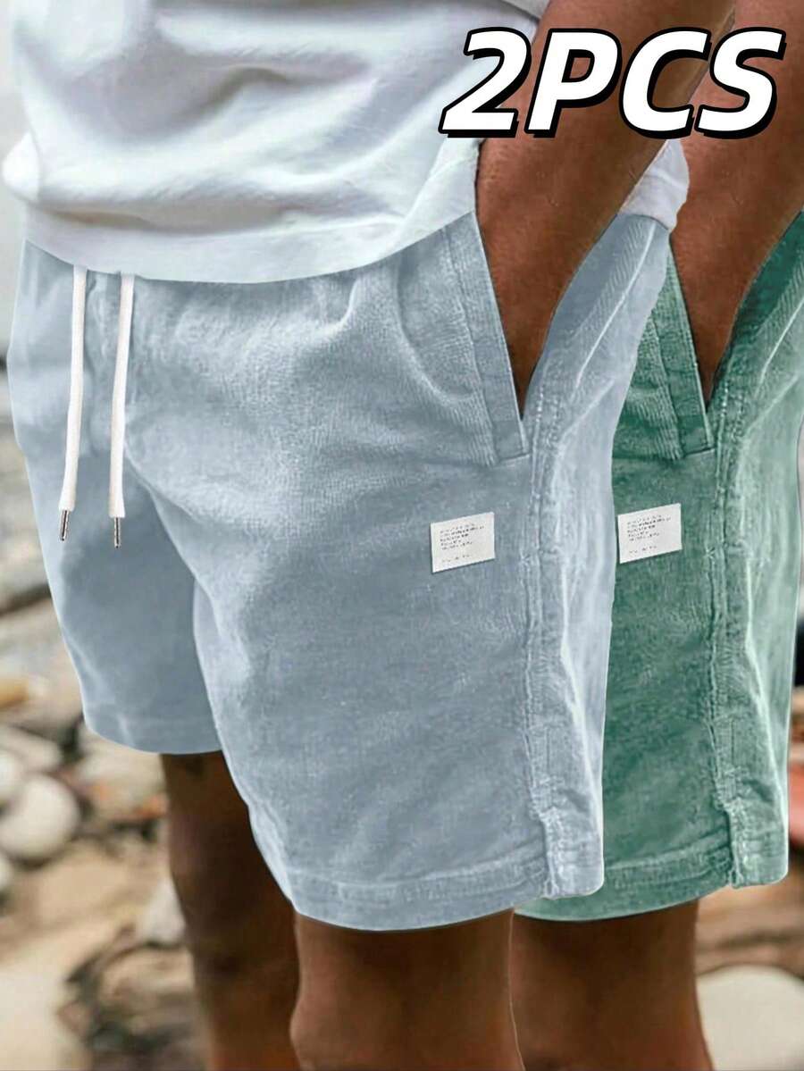 男士寬鬆兩件套夏季清爽短褲,休閒百搭海灘百慕達短褲 - 彩色 - 查看 1