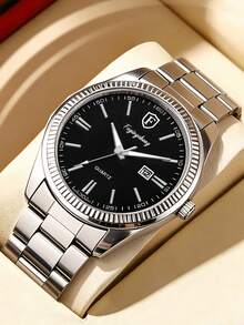 FUYINGCHENG Nouvelle montre-bracelet pour homme d'affaires avec calendrier, en matériau composite, cadran extra large. Montre de luxe pour couple, convient pour le port quotidien, les occasions haut de gamme, la Saint-Valentin, la Fête des Pères - Argent - Voir 14