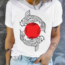 Camiseta con Estampado de Peces Koi Japoneses, Souvenir Turístico Japonés - negro - Ver 2