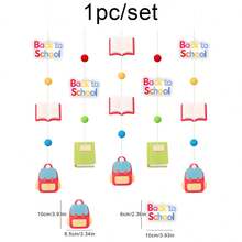 WELCOME BACK Back To School Season Party Decoration Backdrop Wall Hanging Holiday Backpack Pencil School Bus Pom Pom Ornament - Multicolor - View 7