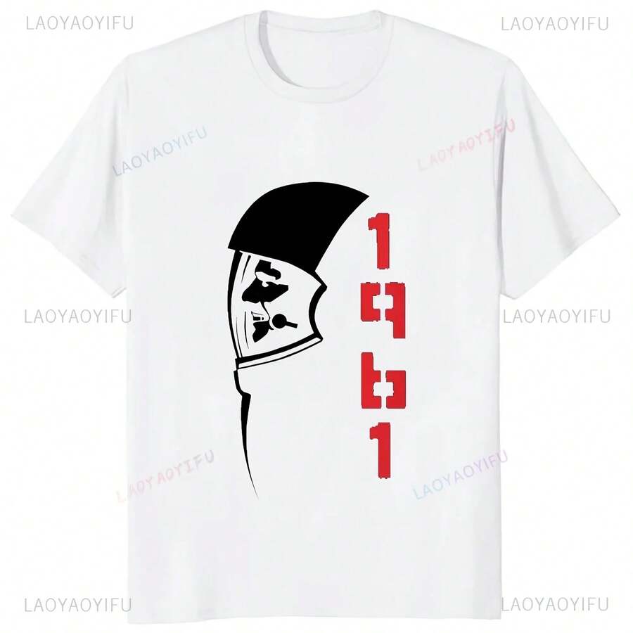 Camisetas de la URSS de Cosmonautas Yuri Gagarin, camisetas de astronauta de la Unión Soviética, camisetas casuales Harajuku con estampado gráfico de moda, gran oferta - Multicolor - Ver 1