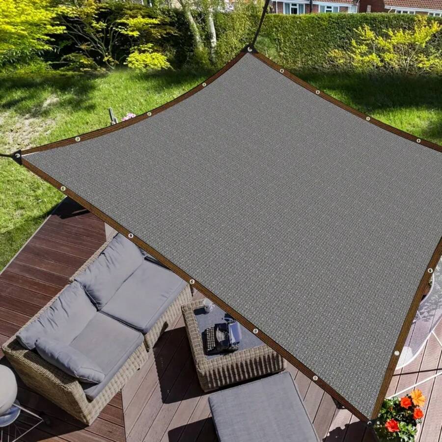 Outdoor Canopy Shade | Grey Thermal Mesh Fabric, Breathable Privacy Screen For Patio, Fence, Balcony, Garage, Gazebo, And Greenhouse | High-Tenacity Webbing, Plastic Corner Guard, Light Shielding
