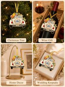 Unique Elegant Hanging Ornament, Mr. & Mrs. Wall Decor, Wedding Keepsake, 2026 First Christmas After Marriage Decoration, Ideal Gift For Bride, Groom, Newlyweds, Suitable For Bridal Shower, Romantic Wedding And Holiday Party - Acrylic Car Pendant - View 7