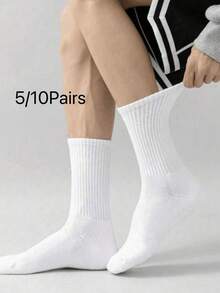 20 Pairs Black And White Men's Winter Socks, Fashionable Casual Comfortable, Suitable For Outdoor Sports, Running, Fitness, Compression Knee Socks, Business Casual Vacation Black And White High-Top Socks, Christmas, Thanksgiving, New Year Holiday Gift Suitable For Foot Size (35-39/39-42) - Multicolor - View 1