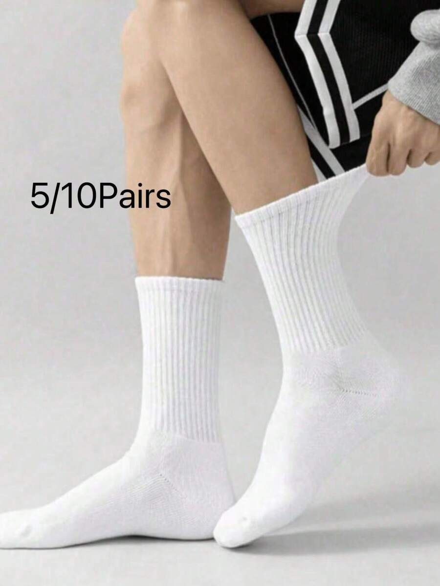 20 Pairs Black And White Men's Winter Socks, Fashionable Casual Comfortable, Suitable For Outdoor Sports, Running, Fitness, Compression Knee Socks, Business Casual Vacation Black And White High-Top Socks, Christmas, Thanksgiving, New Year Holiday Gift Suitable For Foot Size (35-39/39-42) - Multicolor - View 1