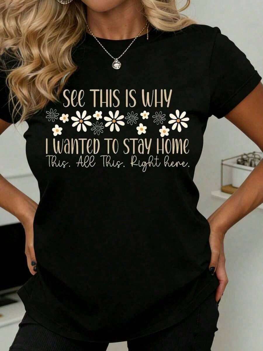 Women's Casual T-Shirt, Soft And Breathable Fabric, Modern And Versatile. Women's T-Shirts. Ideal For Everyday Wear And As A Gift. - 黑色 - 查看 1