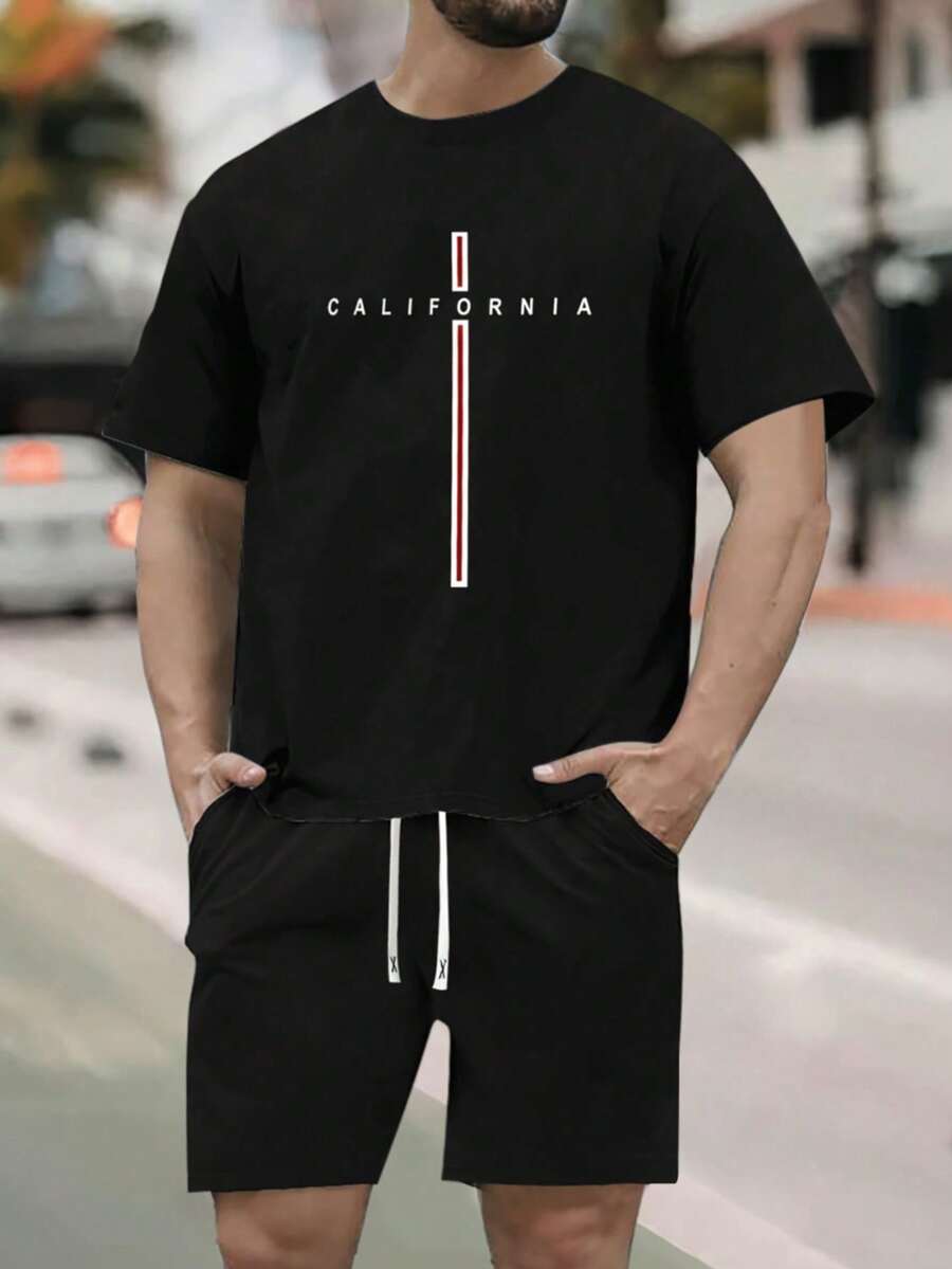 Conjunto de camisetas casuales - Ropa de verano cómoda tanto para hombres como para mujeres.Conjunto de 1 pieza para hombre con la inscripción(los pantalones son solo para fines estéticos) - Blanco - Ver 1