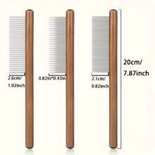 Comfortable Wooden Handle Comb For Cats And Dogs - Stainless Steel Teeth, Suitable For Long And Short Hair, Pet Grooming Tool, Stainless Steel Comb, Wooden Handle Grooming Tool - Fine Teeth - View 6