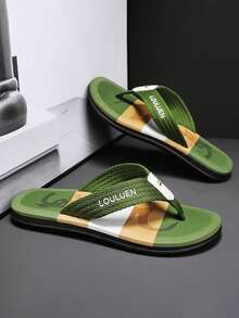 Men's Plus Size Summer Flip Flops, Toe-Post Sandals, Durable And Non-Deforming, Simple Versatile Design For Beach, Street, Vacation, Daily Home Wear - Army Green - View 4