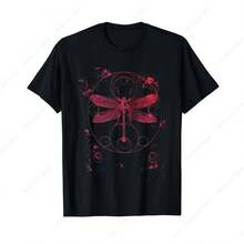 Camiseta gótica Luna Moth Witch con gráfico rojo, corte holgado, cuello redondo, para hombre y mujer, lavable a máquina, ropa de fantasía oscura - Multicolor - Ver 1