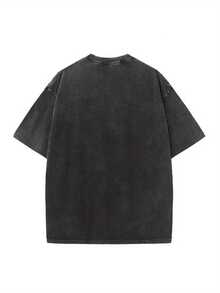 hombres y mujeresCamiseta de mujer 100% algodón, negra lavada, con estampado rosa de Nueva York y Brooklyn. |   Estilo casual urbano, cuello redondo, mangas cortas, corte regular, tela liger - Negro - Ver 2