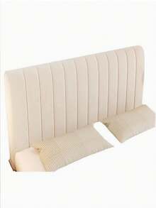 1pc Off-White Minimalist Vertical Striped Headboard Cover, 360° Full Wrap Anti-Collision, Suitable For Thin And Thick Headboards, Adjustable, Easy To Remove And Wash, Bedroom Decor - Off White - View 3