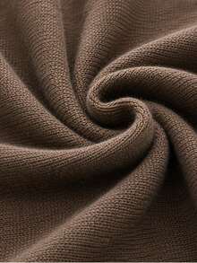 Women's V-Neck Long Sleeve Knit Sweater, Ribbed Knit Detail, High Elasticity Regular Fit, Suitable For Autumn/Winter Wear - Coffee Brown - View 5