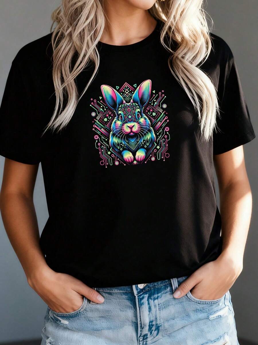 Vintage Short Sleeve T-Shirt With Small Round Neck - Black 6 - View 1