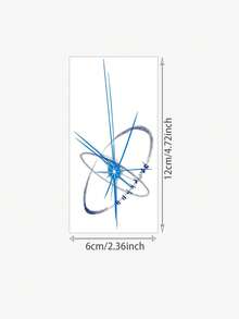 1pc Klein Blue Abstract Starburst Line Pattern Tattoo Sticker, Temporary Tattoo Sticker, Simulated Tattoo Design, Suitable For Travel, Music Festival, Games, Graduation Gifts, Lasts For 3-5 Days - Multicolor - View 2