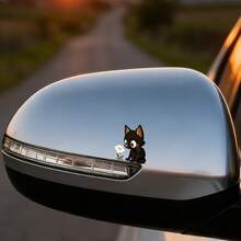 1 buah Stiker Vinyl Kucing Hitam dan Bunga Lucu, Stiker Dekoratif Perekat Diri Cocok untuk Mobil, Cermin, Sepeda Motor, Dinding Universal, Dekorasi Ponsel - A - View 5