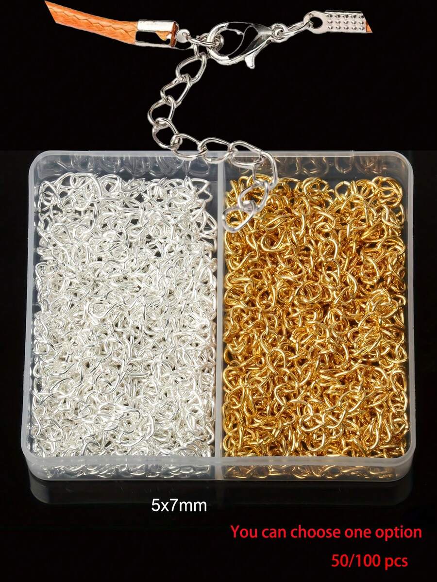 50/100pcs Jewelry Extender Chain Gold & Silver Color For Bracelets, Necklaces, DIY Making Accessories, Suitable As Gifts For Men & Women - Extension Chain - View 1