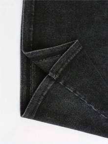 hombres y mujeresCamiseta de mujer 100% algodón, negra lavada, con estampado rosa de Nueva York y Brooklyn. |   Estilo casual urbano, cuello redondo, mangas cortas, corte regular, tela liger - Negro - Ver 5