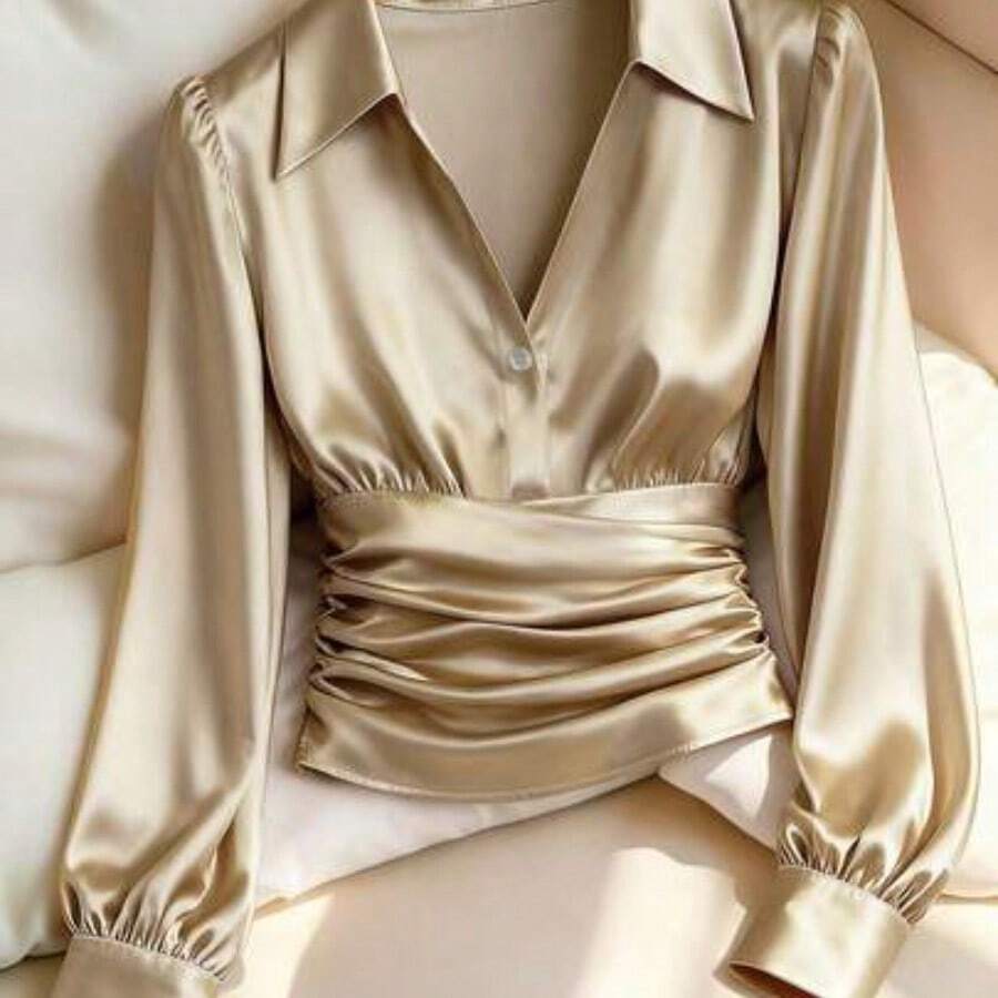 Women Blouses & Shirts - 卡其色 - 查看 1