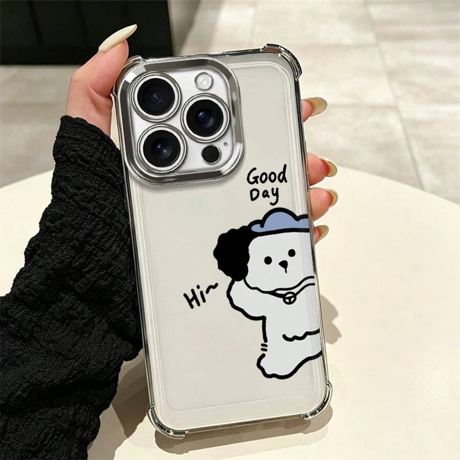 Cartoon Dog Cell Phone Case, Modern Design With Full Drop Protection And Features, Suitable For Multiple Mobile Models Such As Galaxy A Series Up To 17 Pro Max Including Mini, Plus, Pro, Pro Max And 16e, Galaxy A And S Series With A03, A04, A04e, A05, A06, A12, A15, A22, A32, A34, A35, A54, A55, S23, S24 Ultra, Moto G52, G54, G84, Poco Devices C40, C65, M5s, M6 Pro 4G, X5, X6, X6 Pro And  9A, A3, Note 11 4G, Comfortable And Durable Case Ideal For Everyday Use - 銀色 - 查看 1