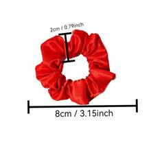 1pc Satin Velvet Hair Tie, Pure Red Hair Tie, Soft And Smooth, Suitable For Women And Girls - Red - View 2