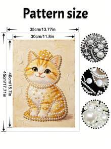 Golden Kitten Pearl Painting, Frameless DIY Hand-Bonded Creative Set, Suitable For Bedroom Decoration, Living Room Painting, Room Decoration And Artwork. - A - View 6
