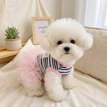 Vestido de Princesa a Rayas para Perros y Gatos, Estilo INS, Transpirable y Protector para Mascotas - 01 - Ver 4