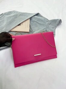 Tas Amplop Warna Solid Desain Niche Fashion 2024, Tas Tangan Wanita Vintage - Hot Pink - View 7