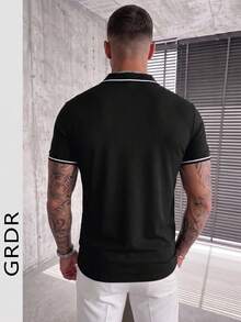 GRDR 男士时尚 Polo 衫 | 精致设计 | 夏季必备 | 百搭易配 | 展现您的时尚风格 - 黑色 - 查看 4