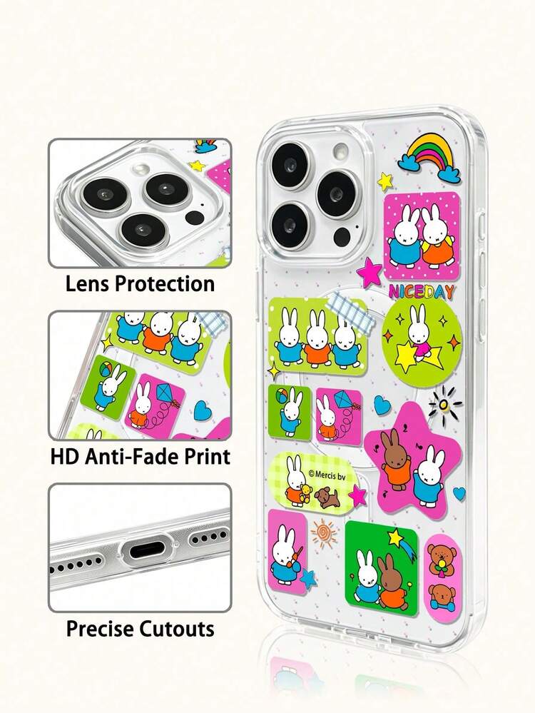 Miffy 透明膠帶無線磁吸充電手機殼 節日禮物 防滑 防摔 防指紋手機殼 適用於 iPhone17 17Air 17pro 17promax 11 12 13 14 15 16pro 16promax 14Plus 15Plus 16Plus 16pro 16promox XR - 透明2 - 查看 4