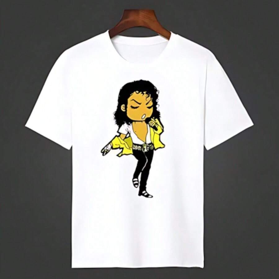 Camiseta unisex 100% algodón con estampado de Michaels Jacksons, estilo Y2K, cuello redondo, manga corta, para hombre y mujer. Camiseta de moda hip-hop. Regalos para fans. - Blanco - Ver 1